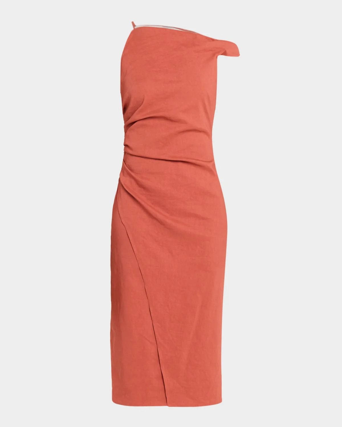 Lyra Draped Linen-Blend Midi Dress - 1