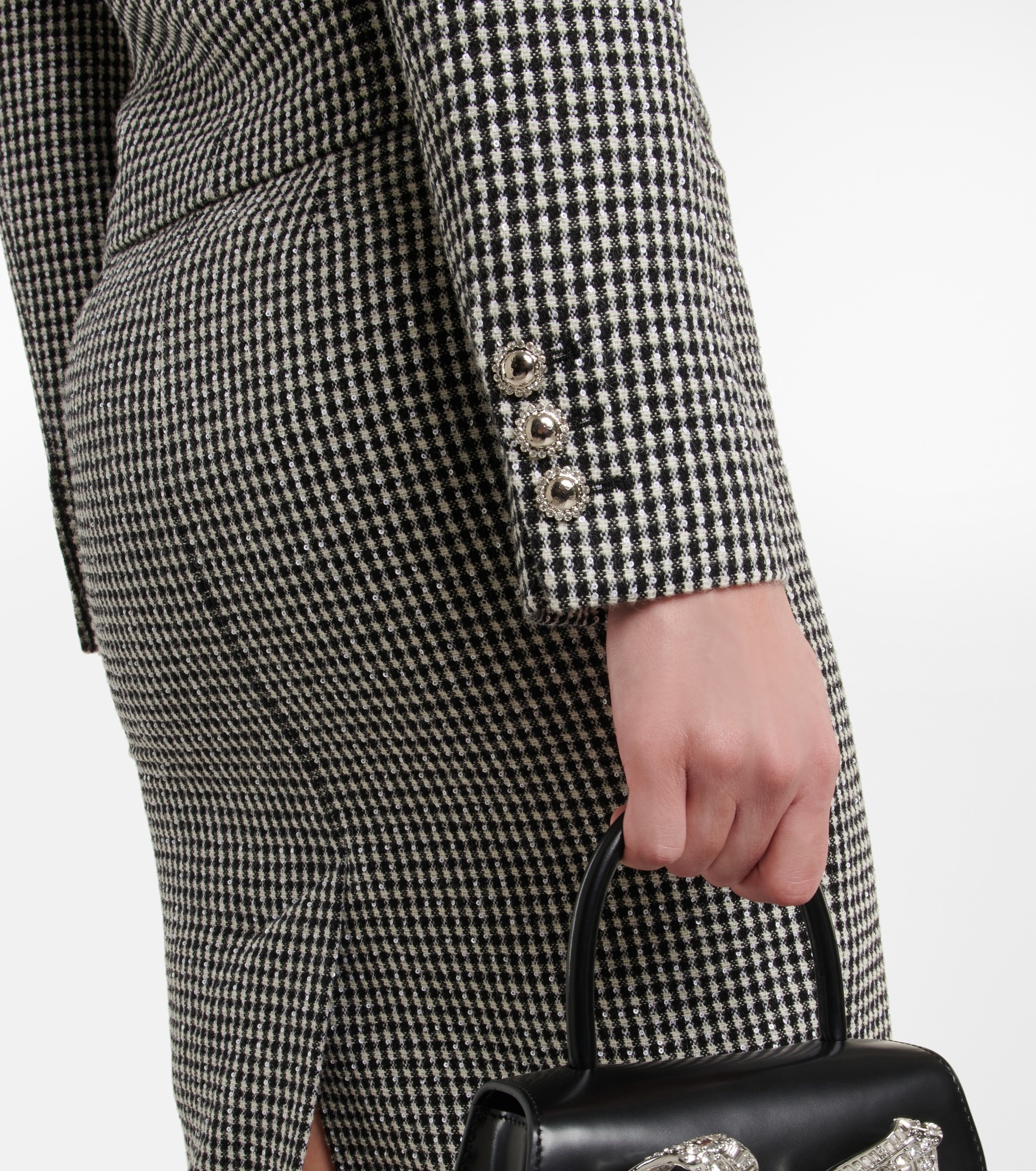 Lace-trimmed checked tweed jacket - 5