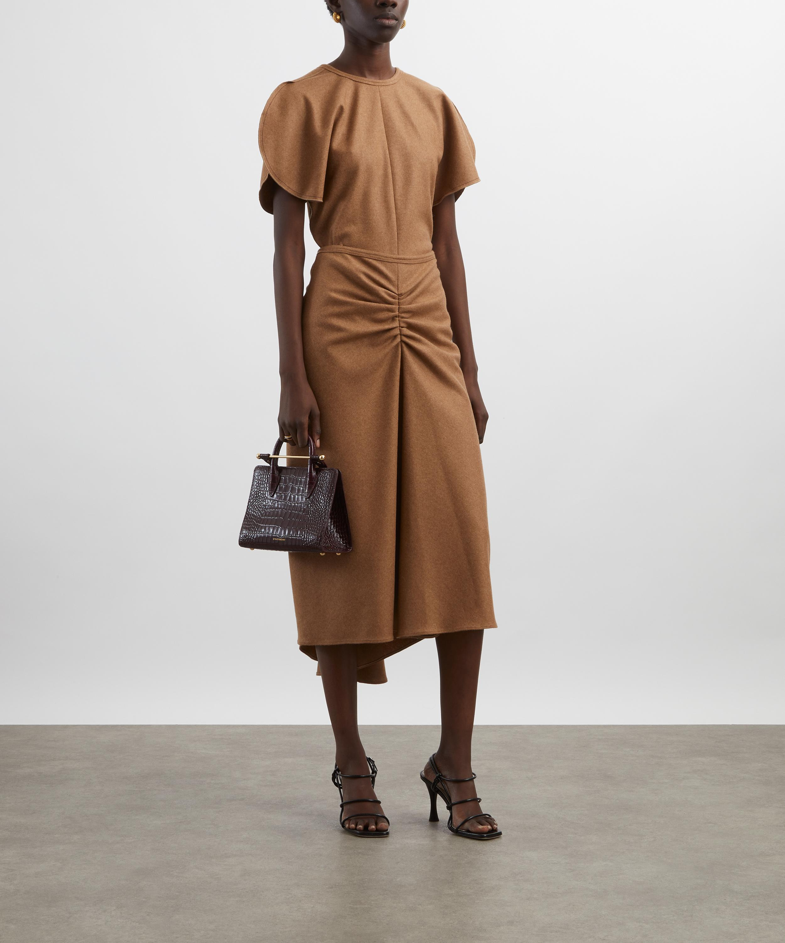Toffee Melange Gathered Waist Midi Skirt - 2