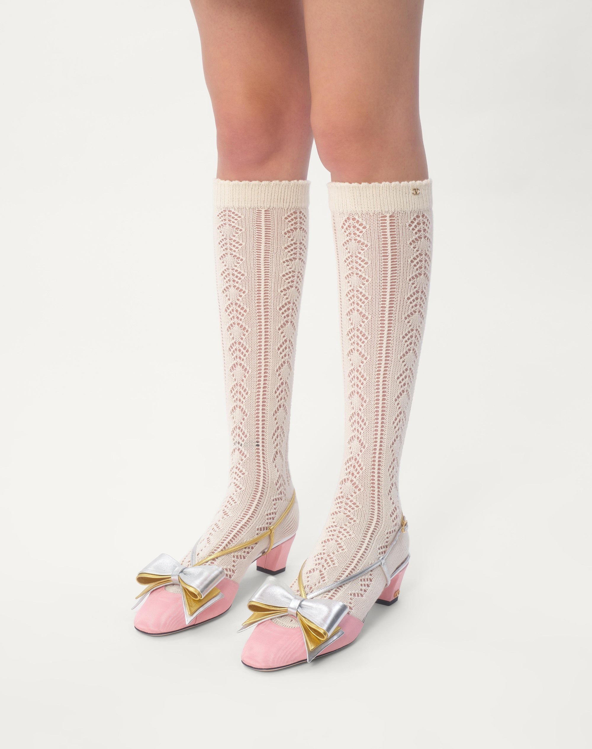 パンプス VALENTINO BOWOW SLINGBACK PUMPS IN MOIRE FABRIC 45MM Bowow Slingback Pumps In Moirè Fabric 45mm for Woman in Rock