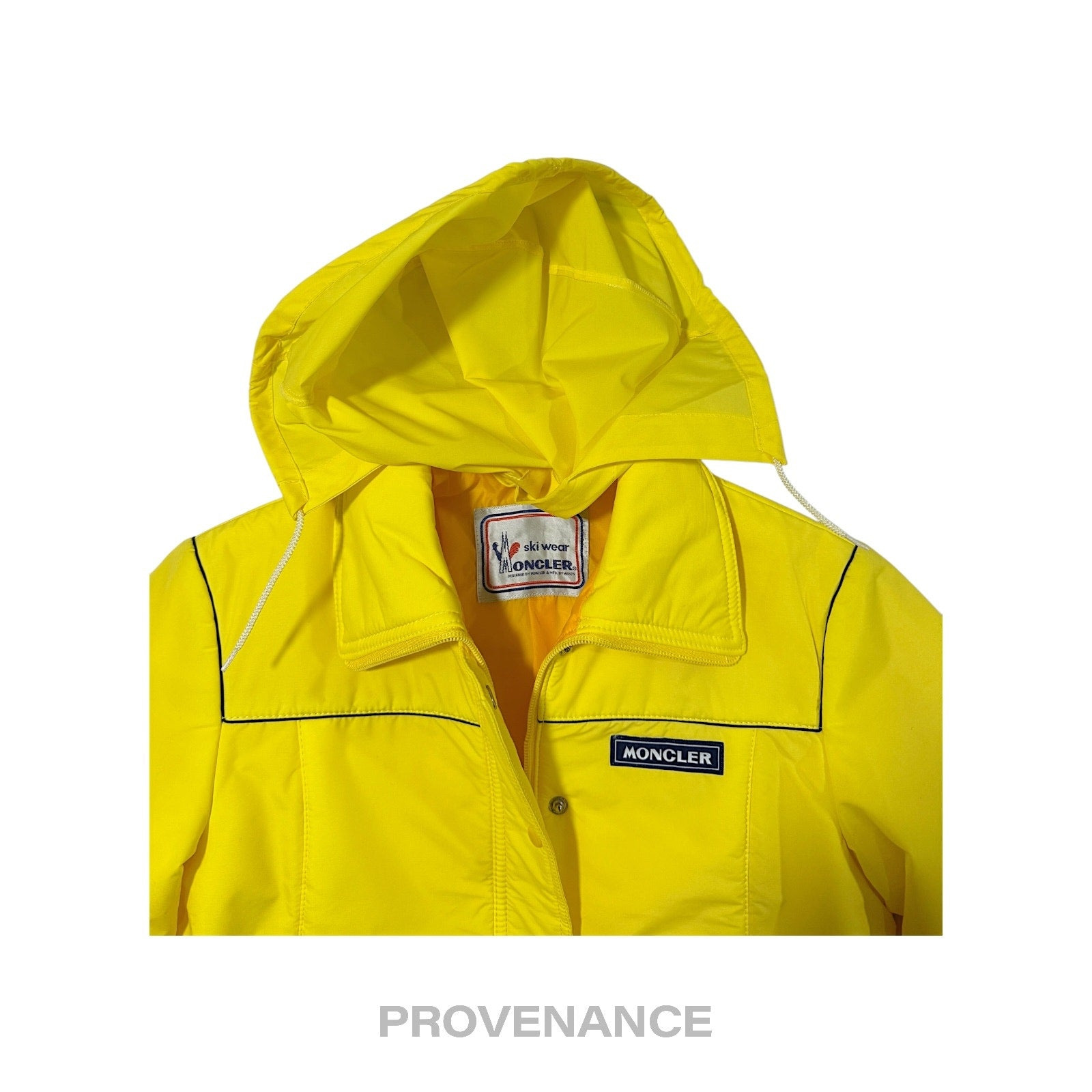 Moncler Logo Light Ski Jacket Coat - Yellow L Hood - 7