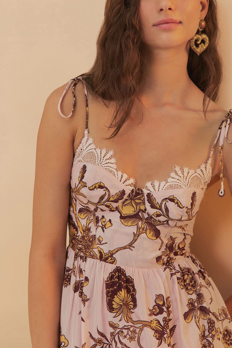 Pink Tropical Landing Lace Midi Dress 3