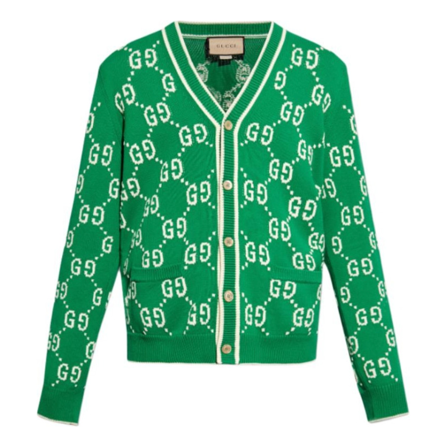 Gucci Jumbo GG Jacquard Cardigan 'Green' 703943-XKCDF-3861 - 1