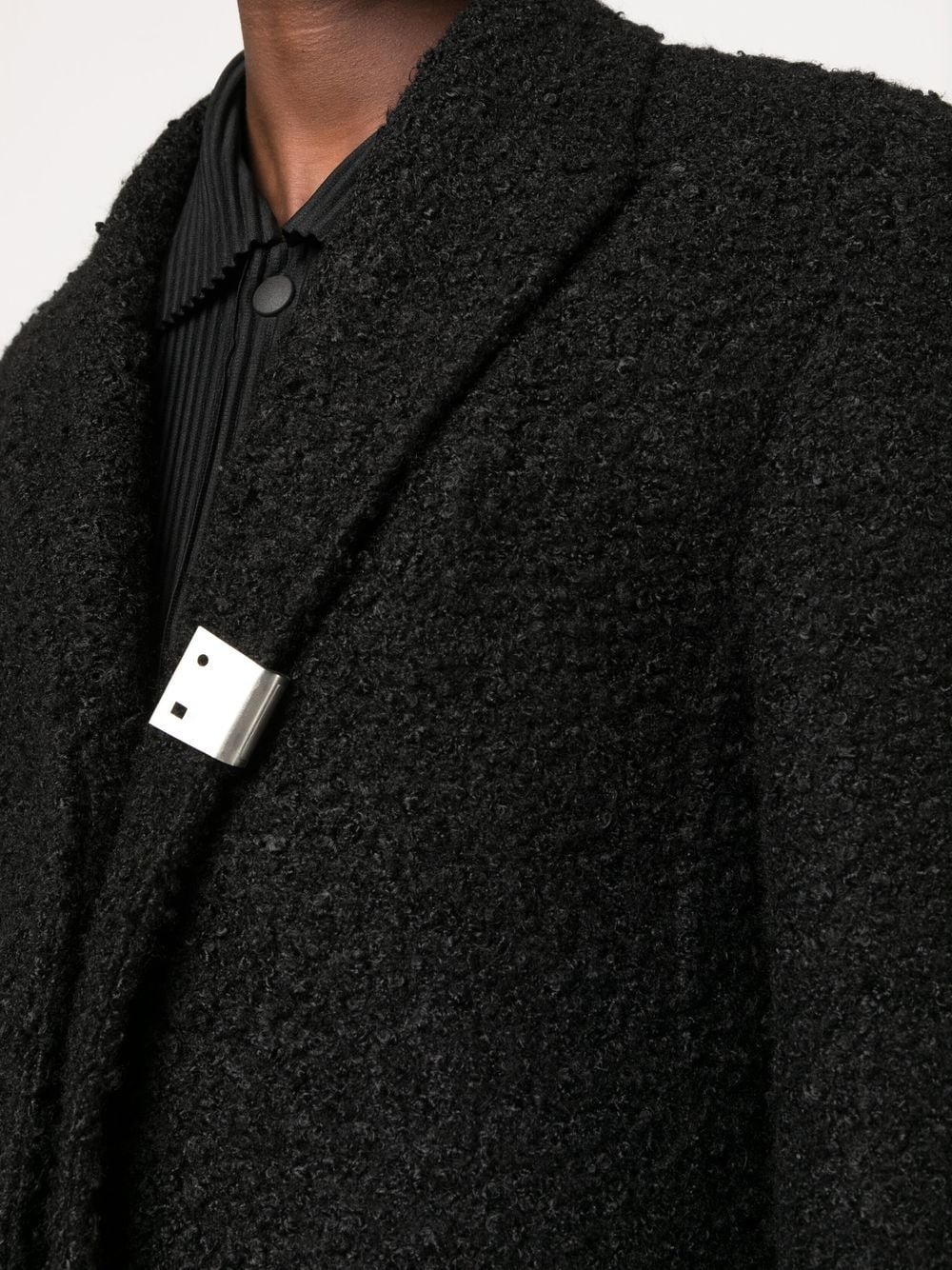 bouclé layered single-breasted coat - 5