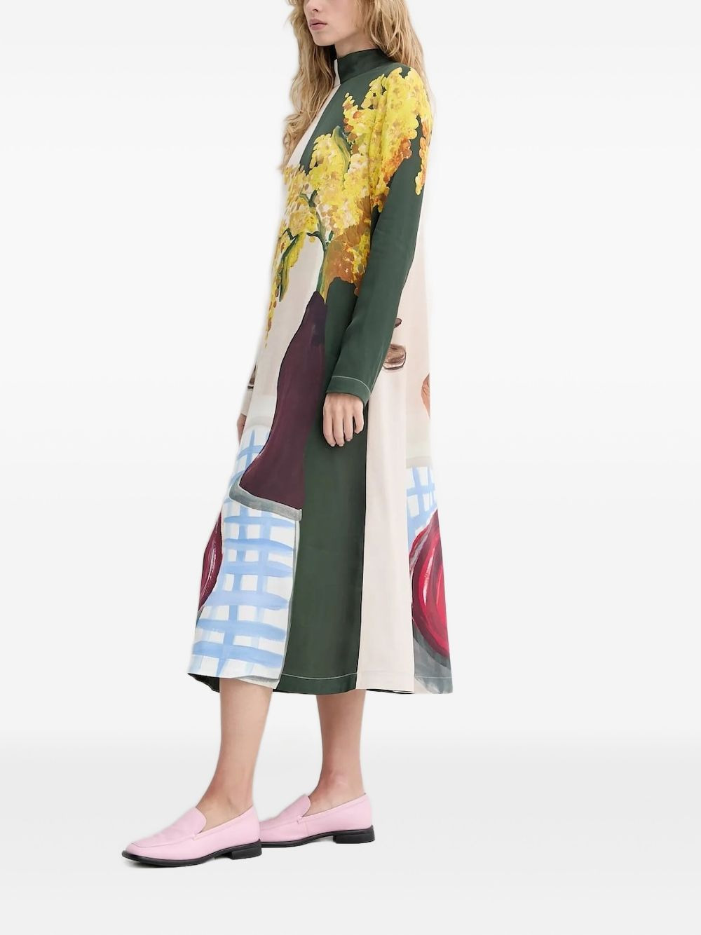 floral-print high-neck dress - 3