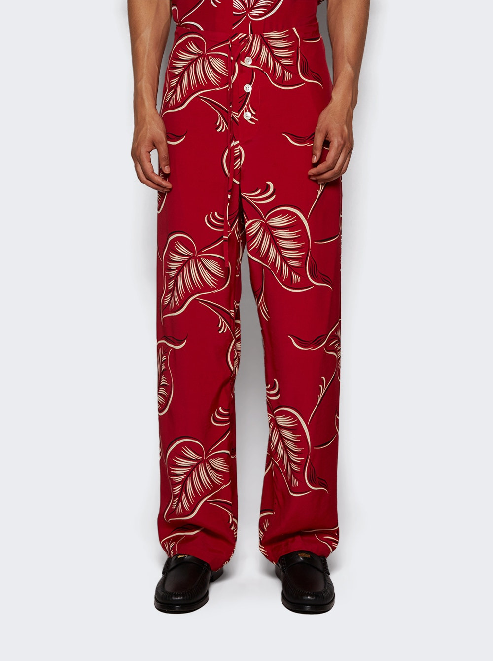 Creeping Begonia Pajama Pants Red And White - 3