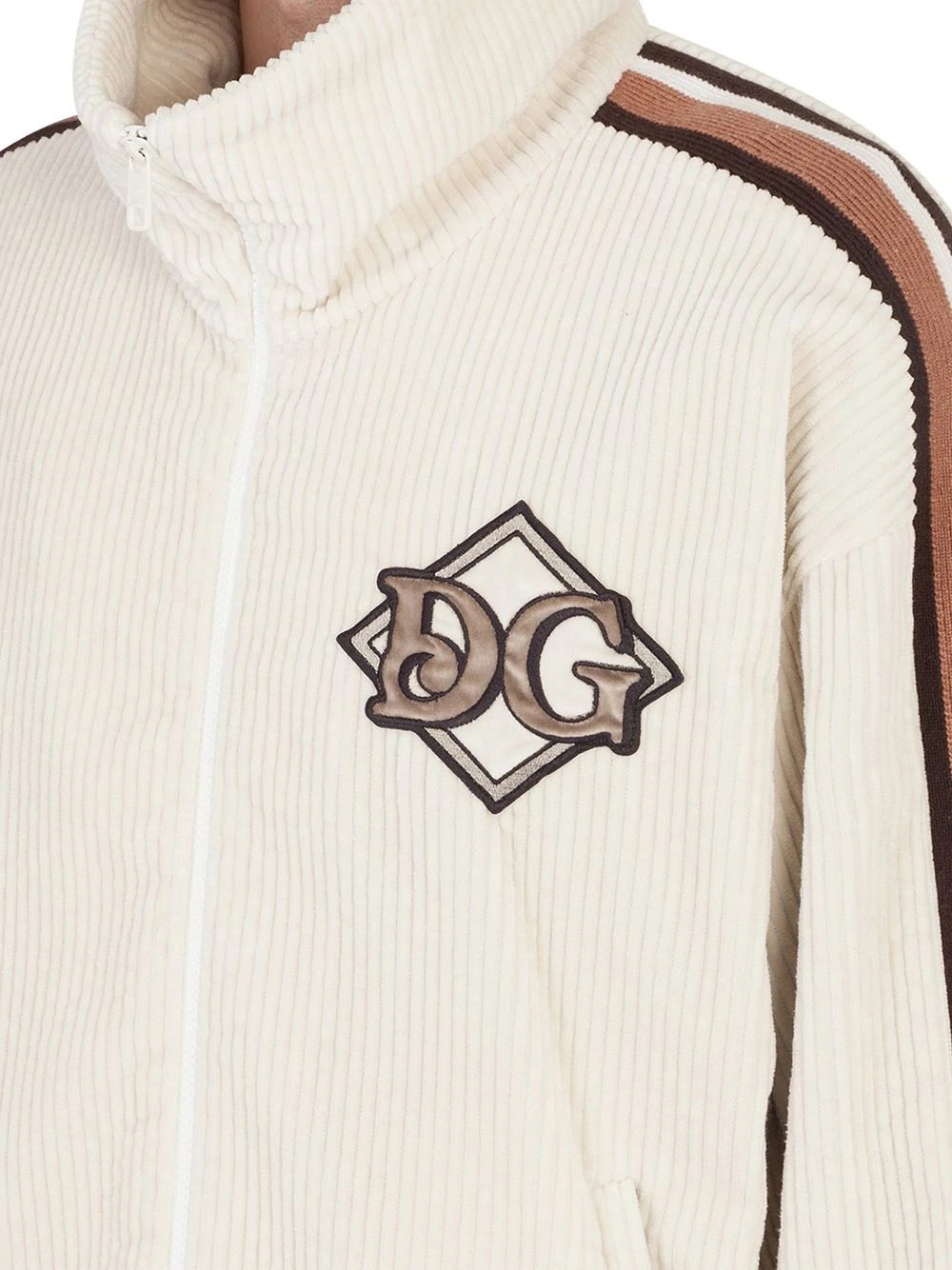 logo-patch corduroy track jacket - 5