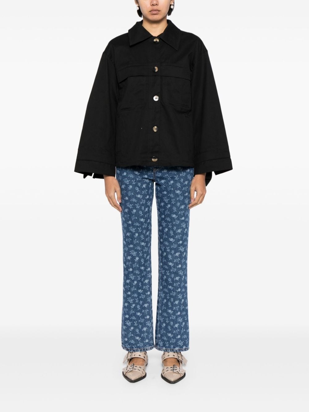 knot-detail canvas shirt jacket - 2