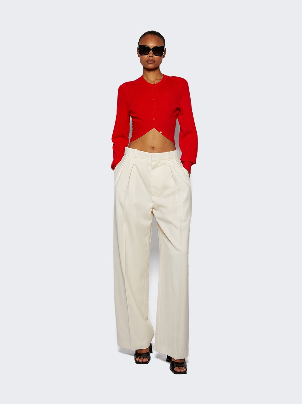 Low Rise Tuxedo Trouser Off White And Black - 2