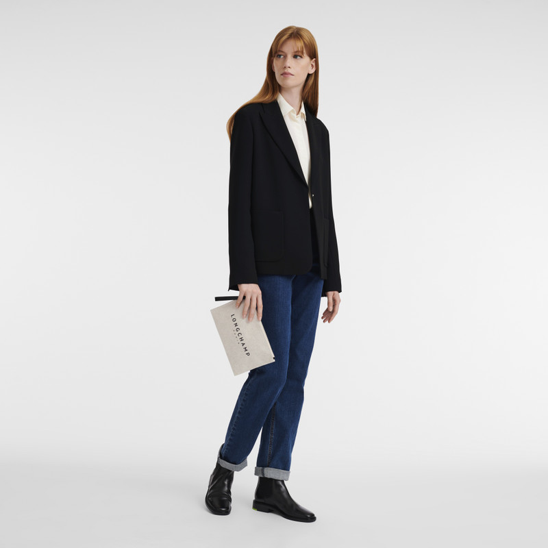 Longchamp Roseau Pouch Ecru - Canvas outlook
