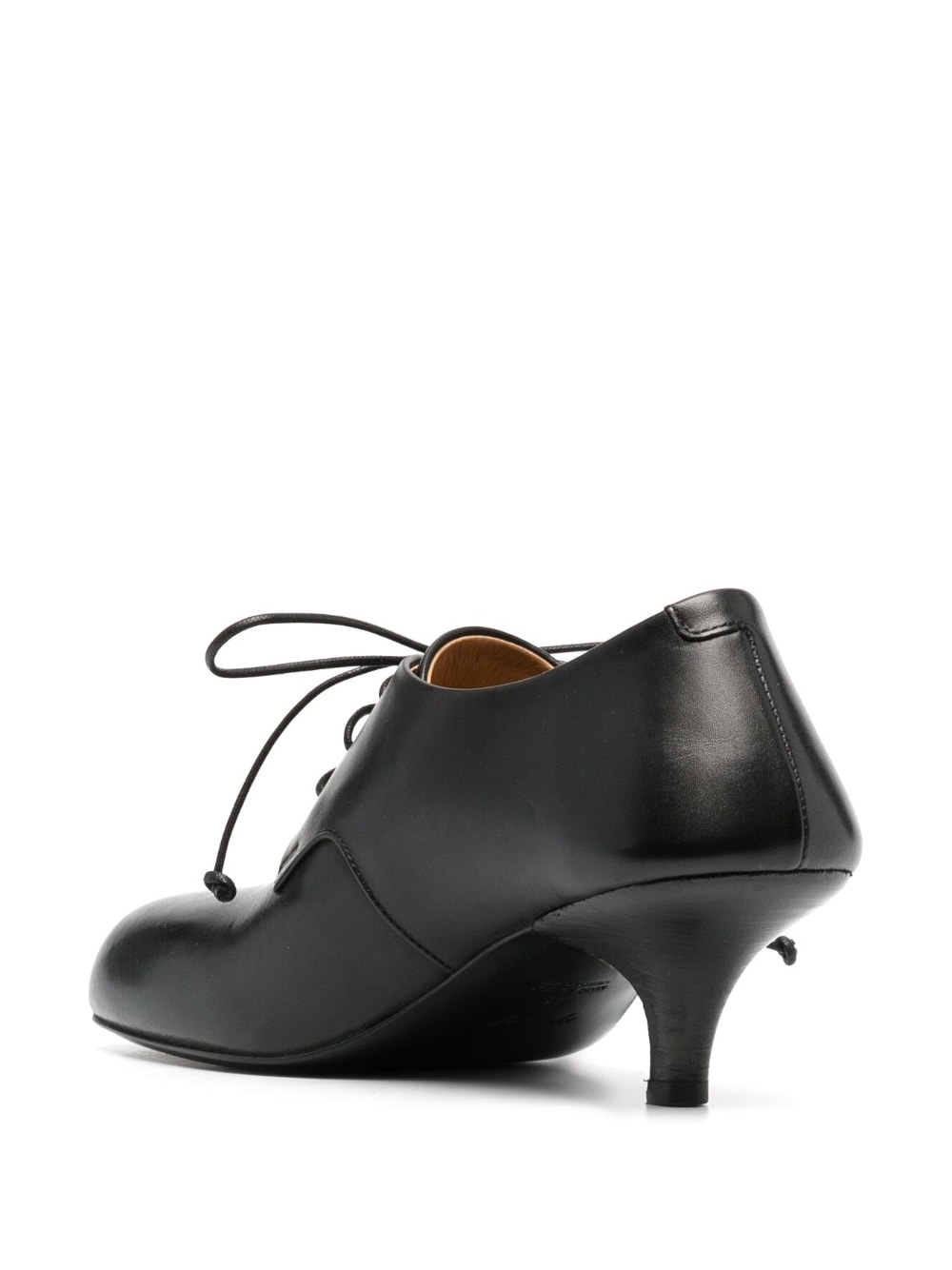 square-toe lace-up leather pumps - 3