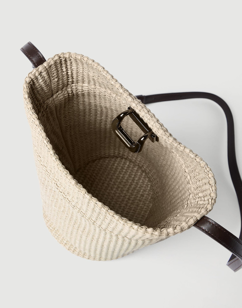 Sartorial small bucket bag in techno raffia 5