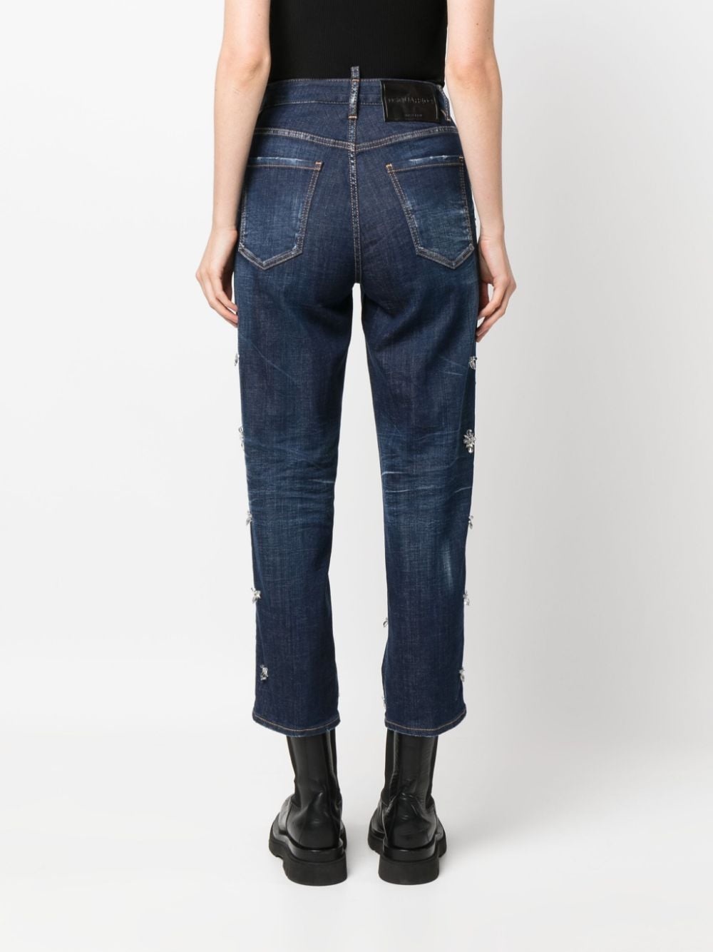 Crystal Flies high-rise cropped jeans - 4