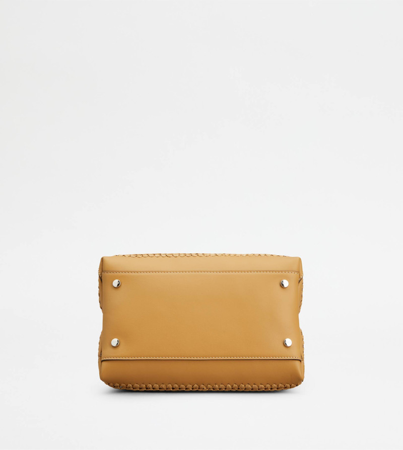 BAG IN LEATHER AND RAFFIA MICRO - BROWN, BEIGE, WHITE 3