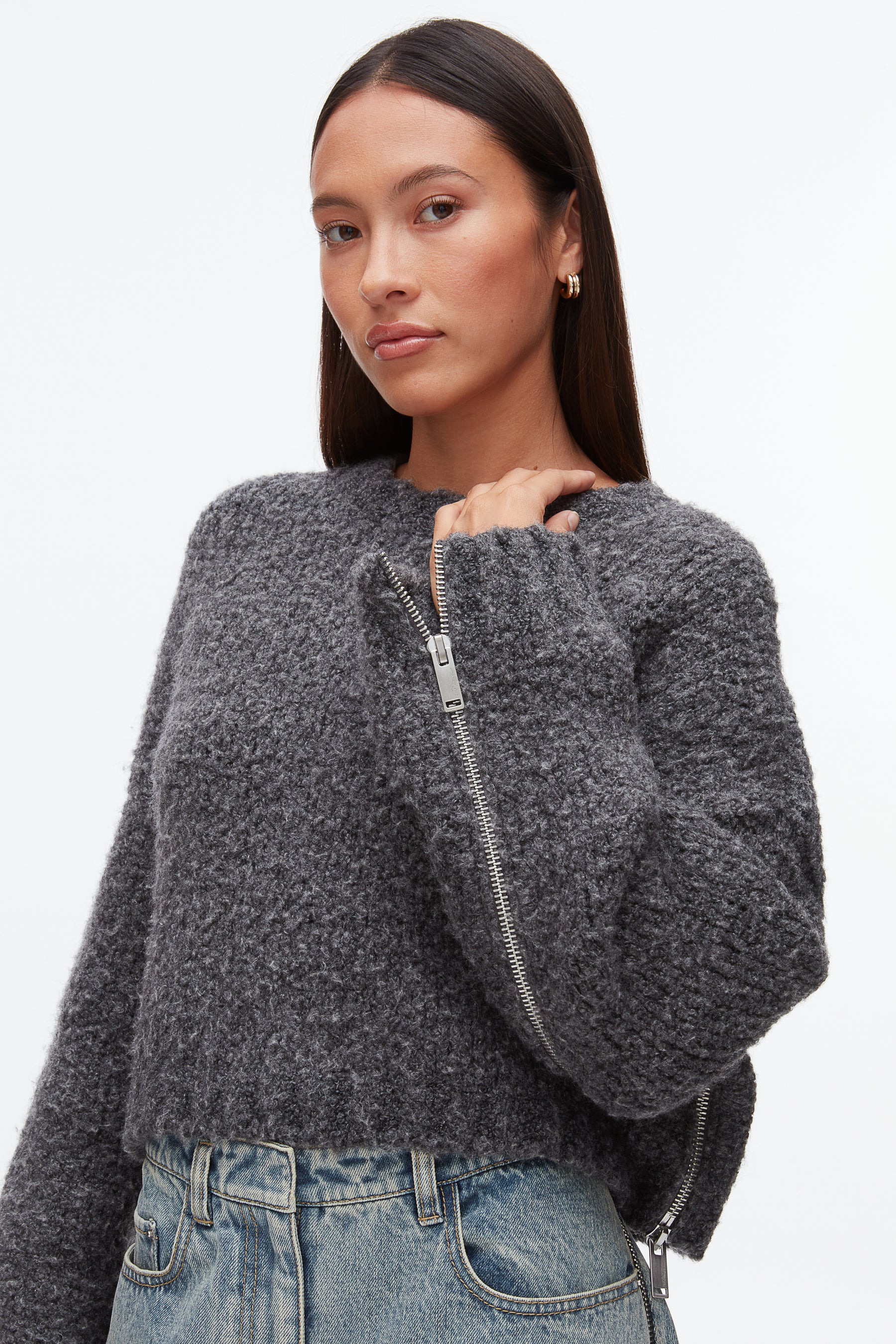 Boucle Zipper Crewneck - 6