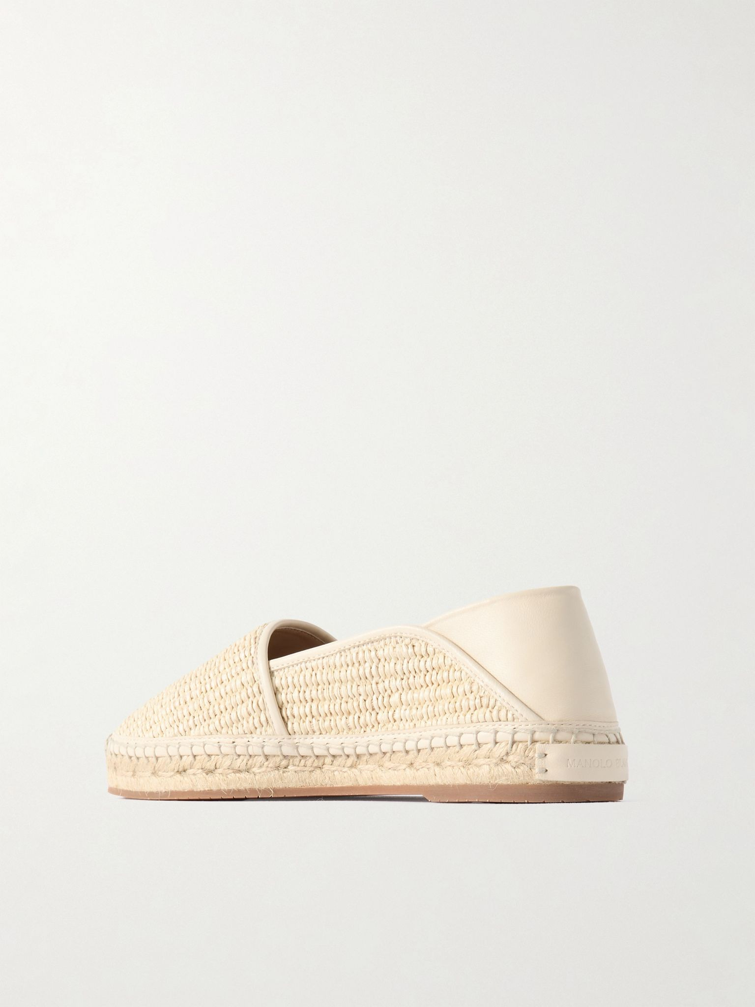 Espadra collapsible-heel leather-trimmed raffia espadrilles White - 3