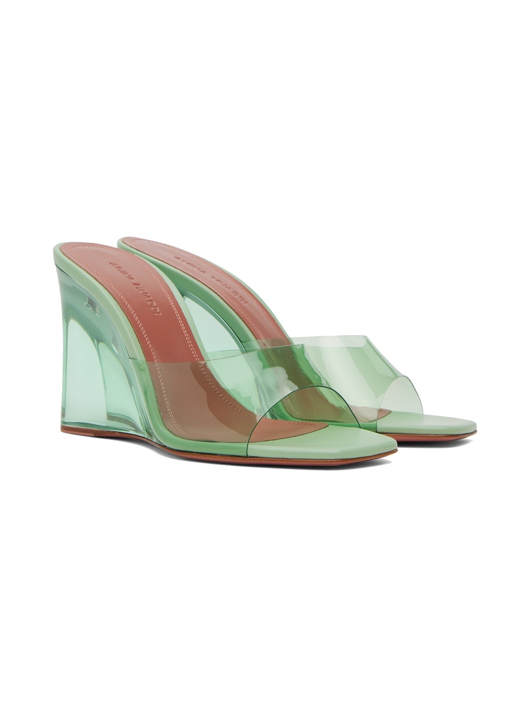 Green Lupita Glass Wedge Heeled Sandals - 4