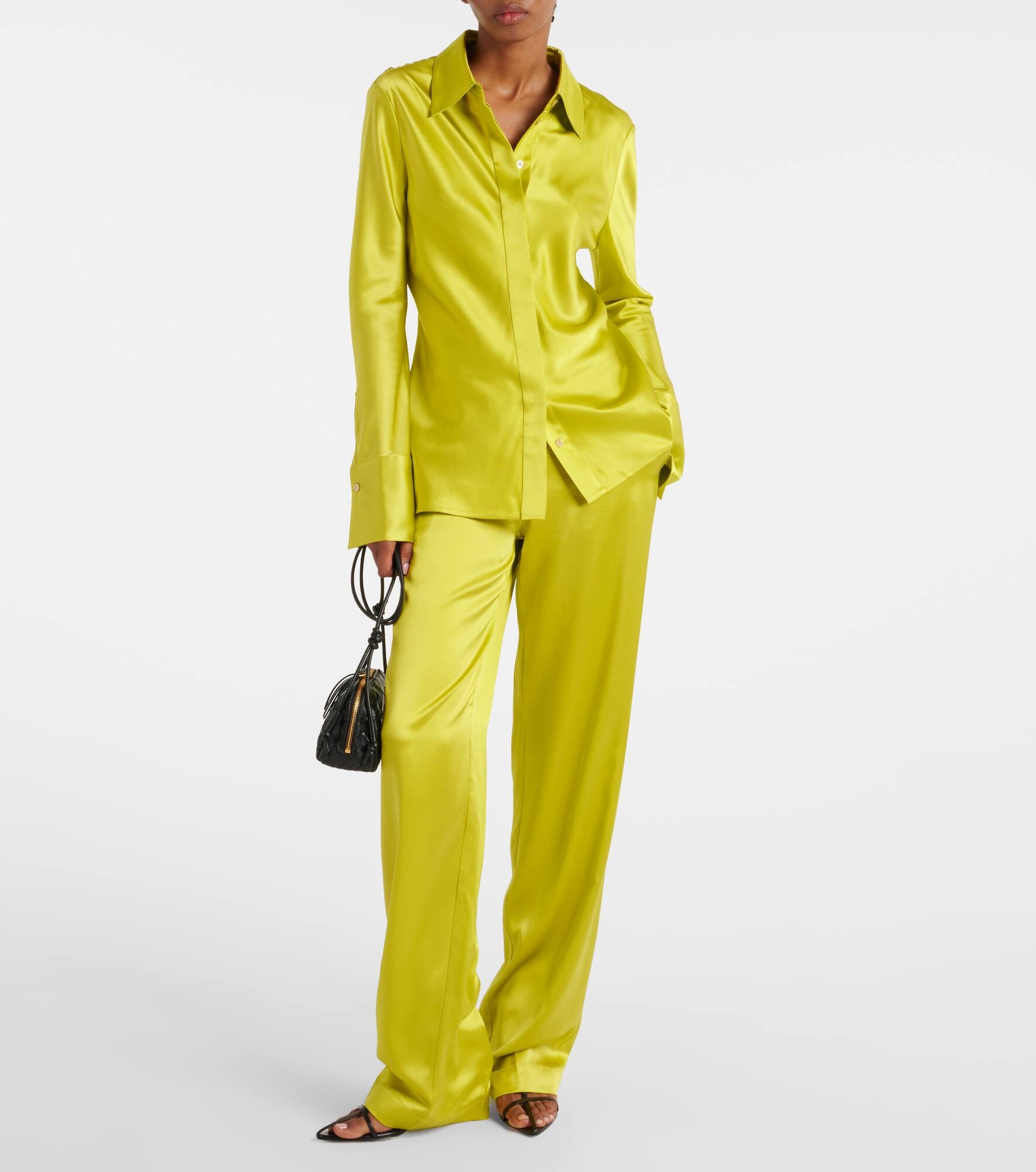 Tova silk satin straight pants - 6