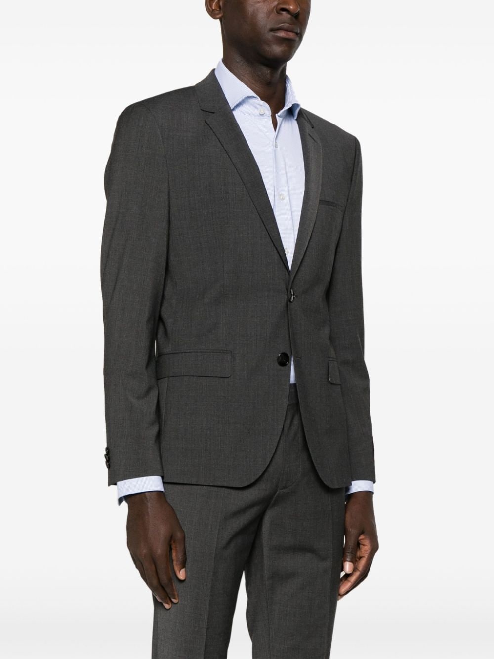 notched-lapels single-breasted blazer - 3