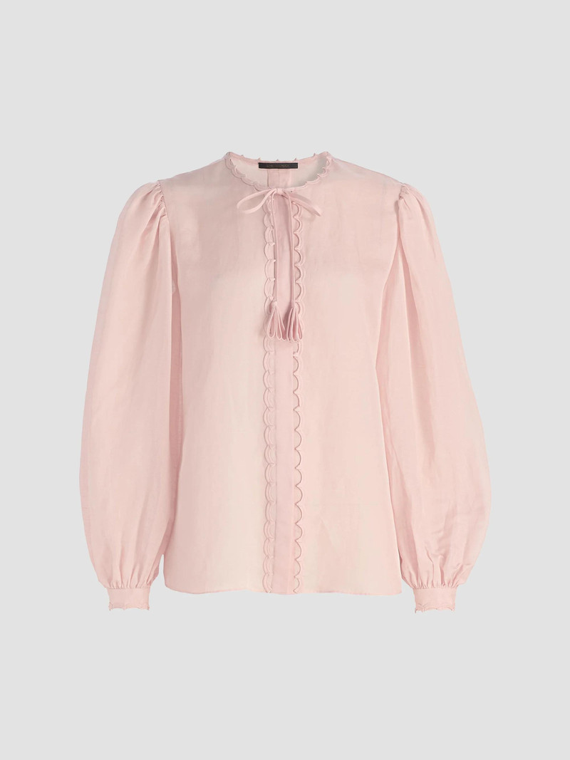 Women's Harlow Linen-Blend Tieneck Blouse - Ballerina Pink 1