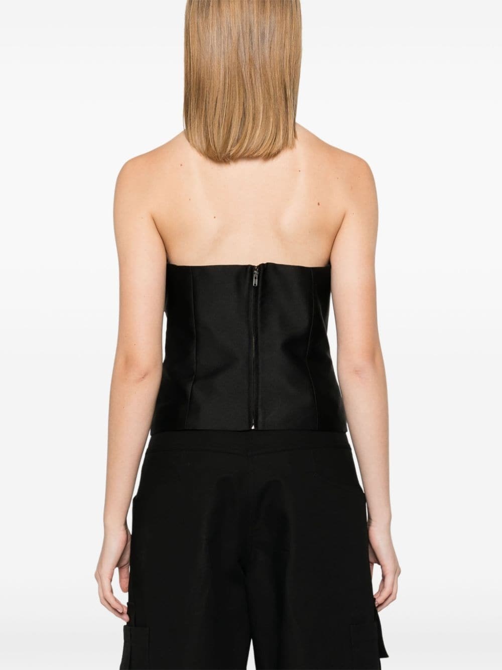 strapless taffeta top - 4