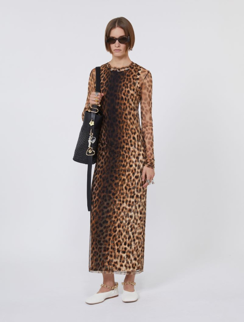 Sportmax Fitted tulle jersey dress - beige shaded outlook