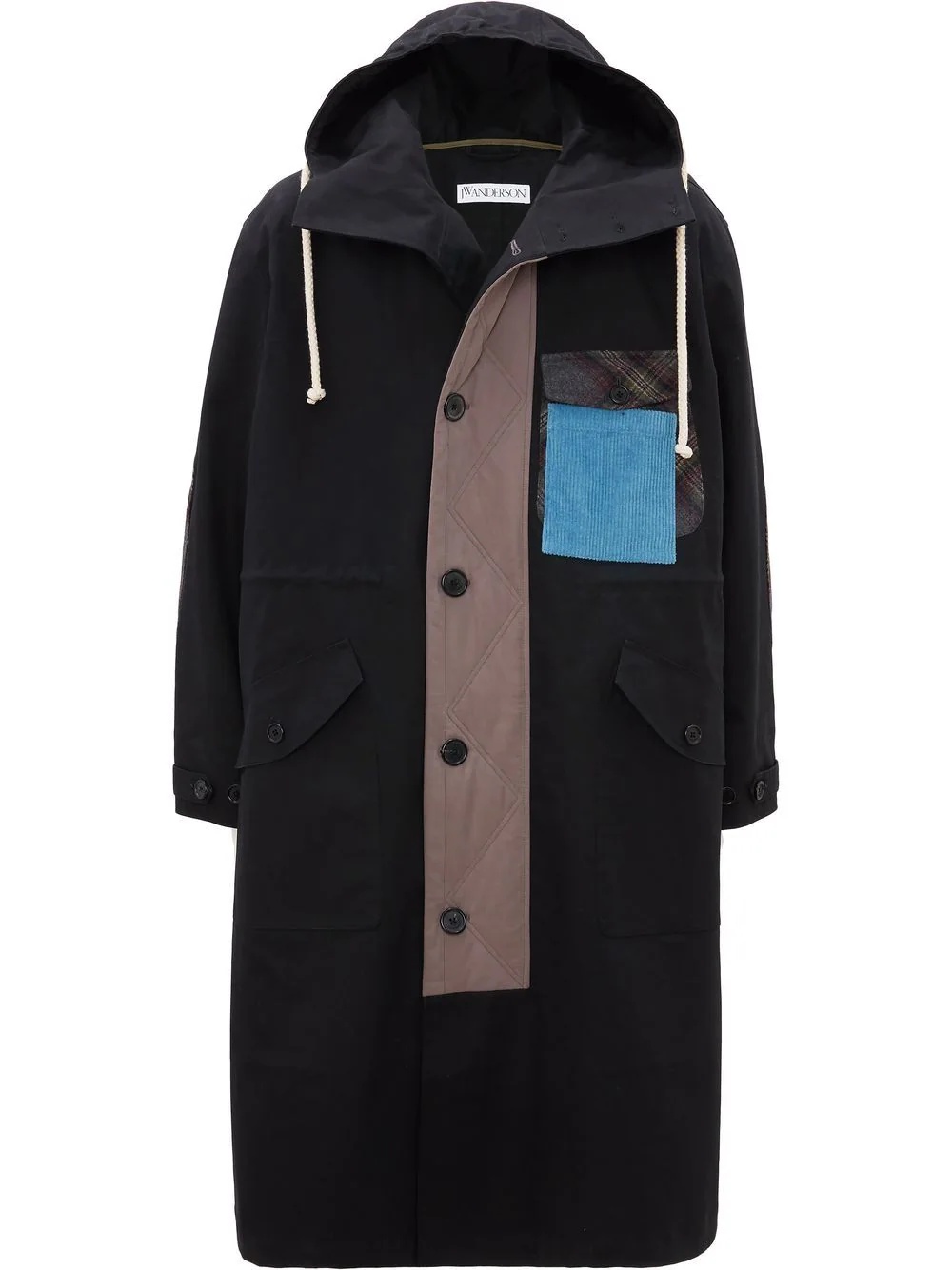 patch-detail long parka coat - 1