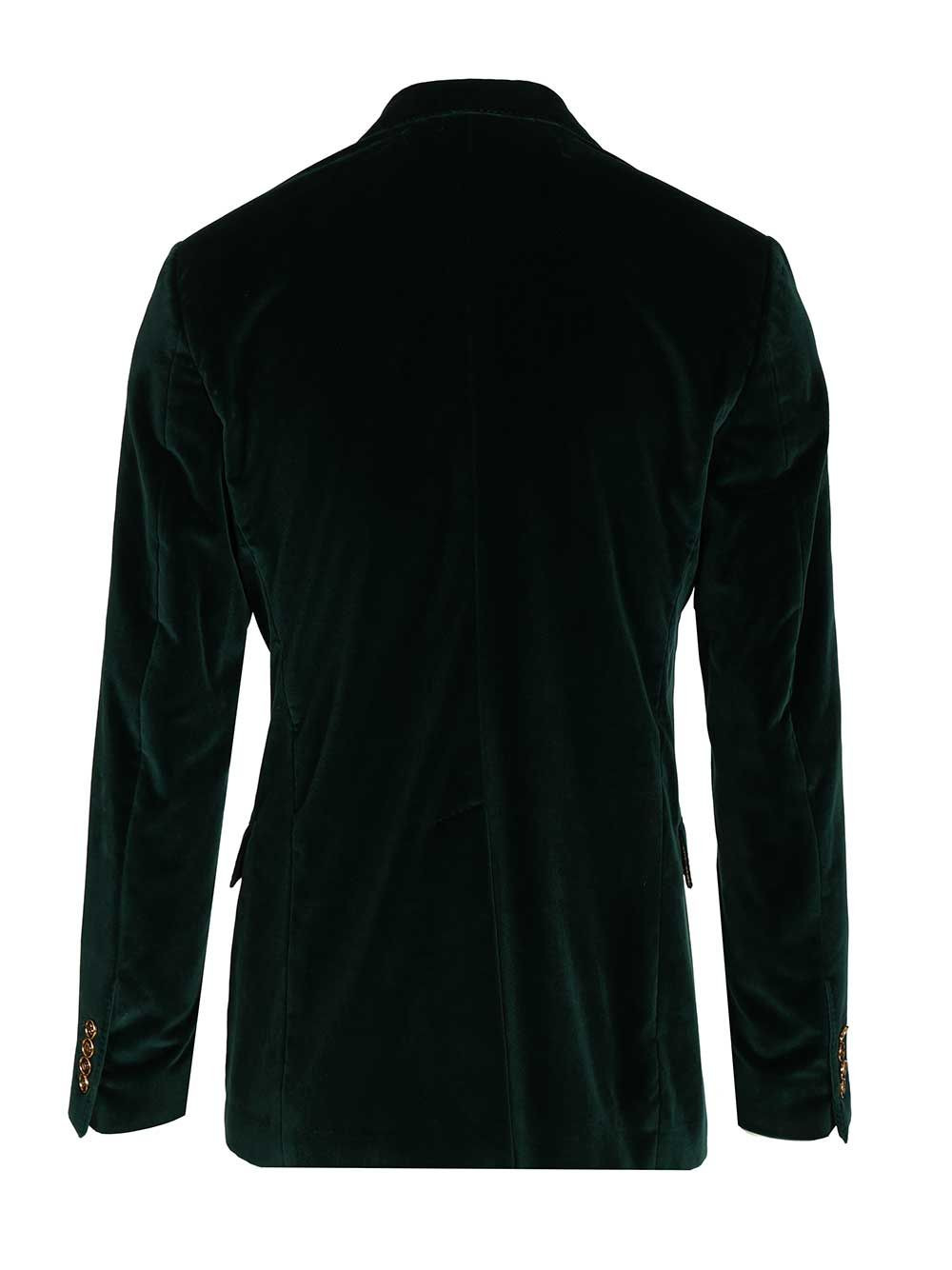 Double-Breasted Velvet Blazer Jackets Green - 2