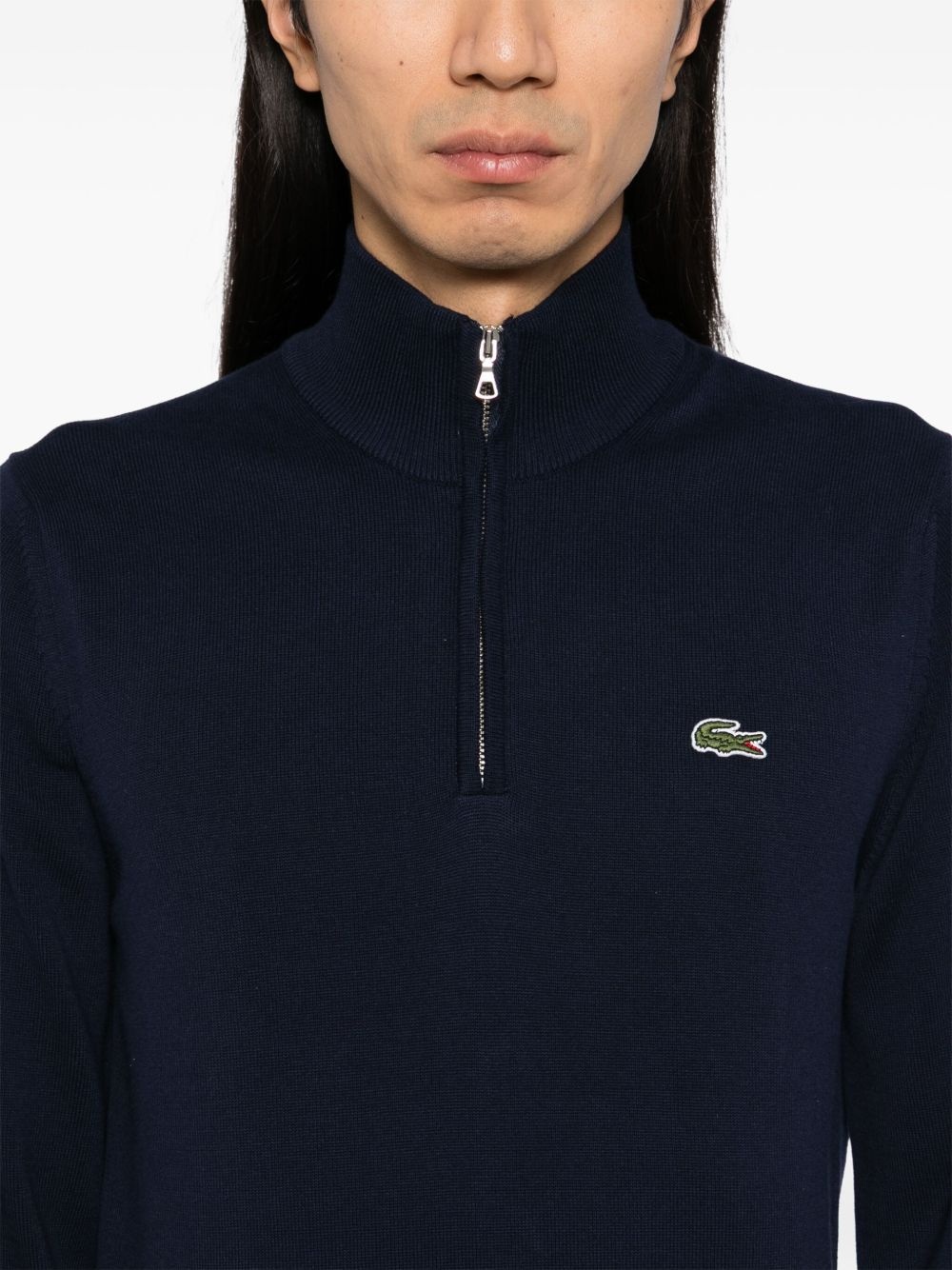 High Zipped Neck Plain sweater - 5