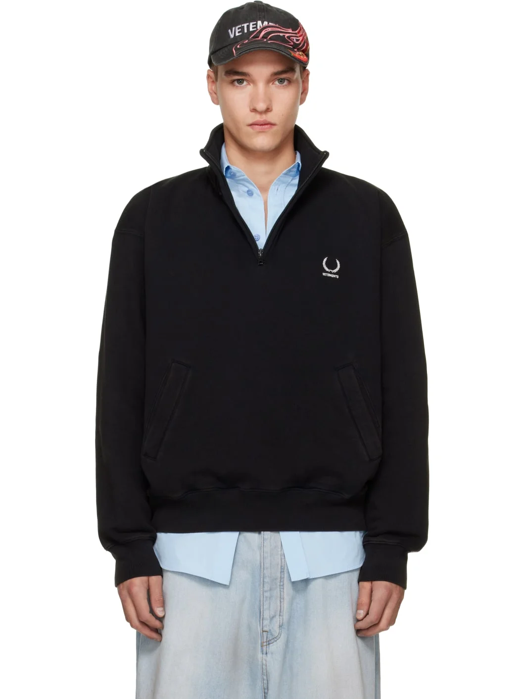 Black Quarter-Zip Sweatshirt - 1