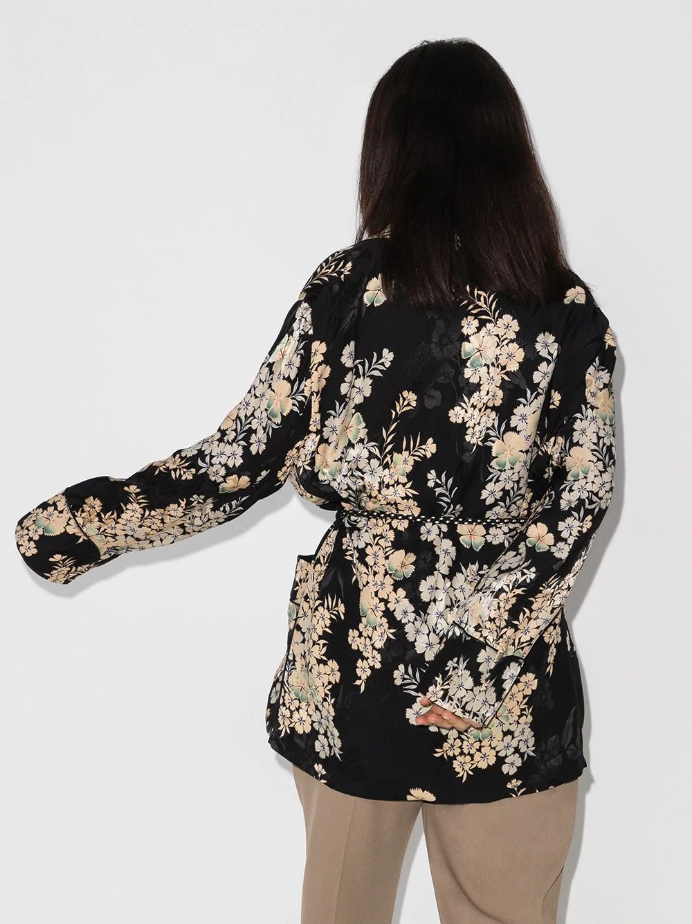 floral jacquard kimono jacket - 3