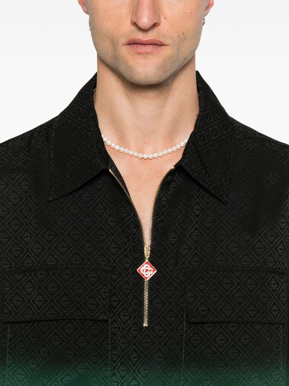 zip-front textured polo shirt - 5