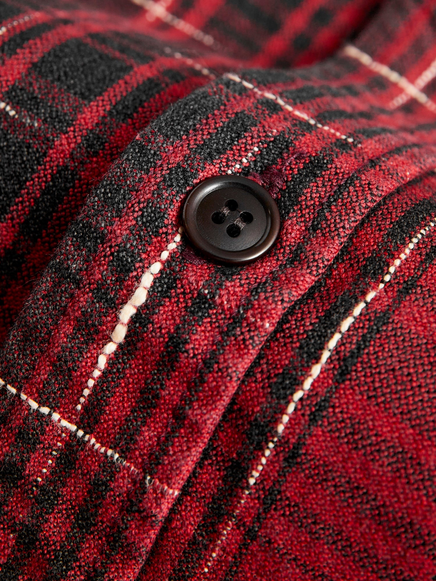 "Midare Kasuri" Heavyweight Flannel Overshirt in Red - 5