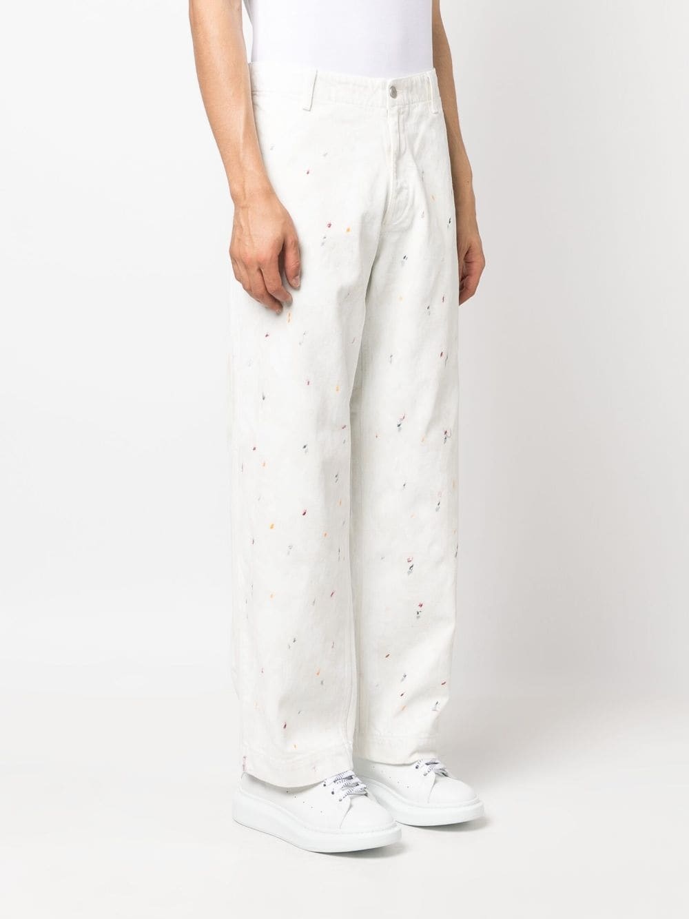 paint splatter-detail cotton jeans - 3