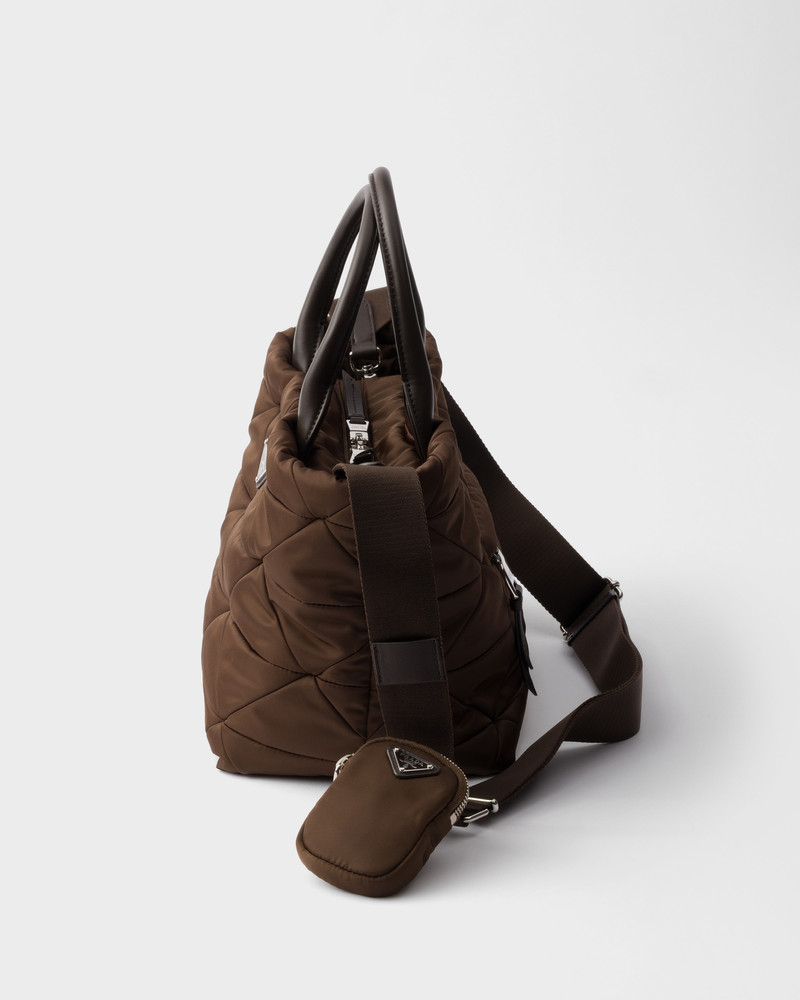 Medium padded Re-Nylon and leather tote bag 6
