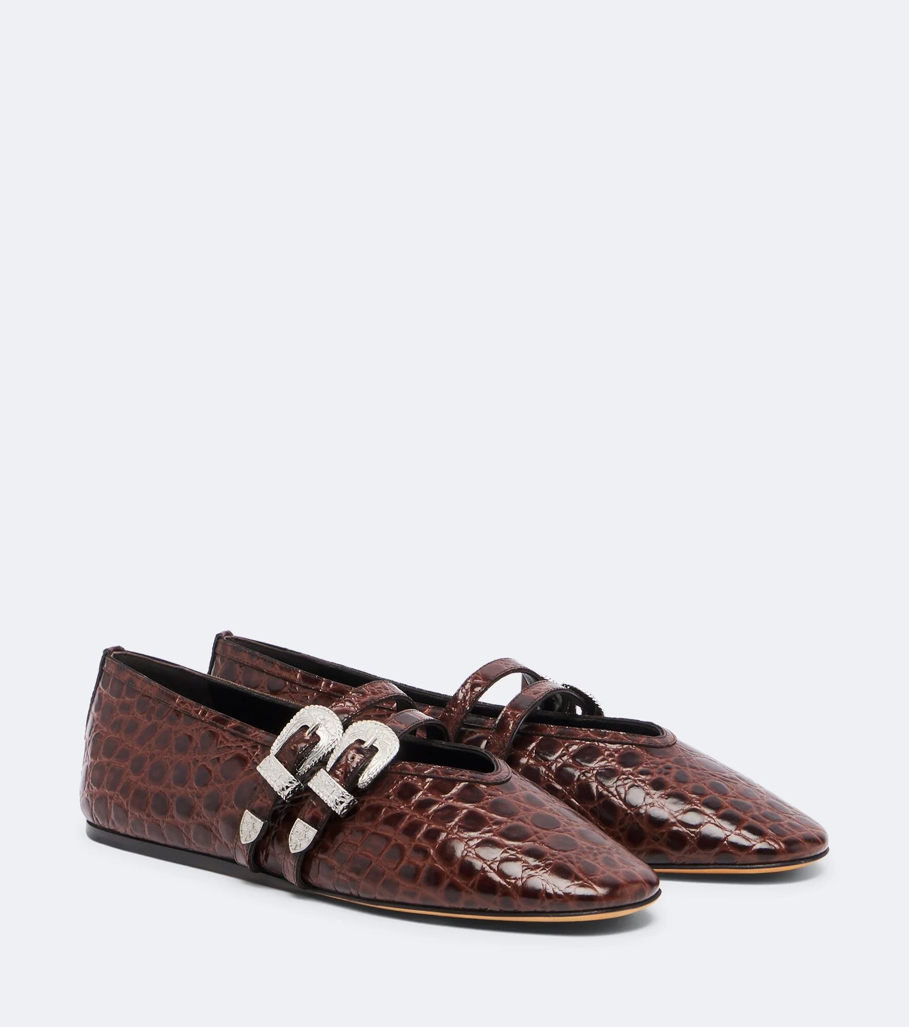 Claudia croc-effect leather ballet flats - 1