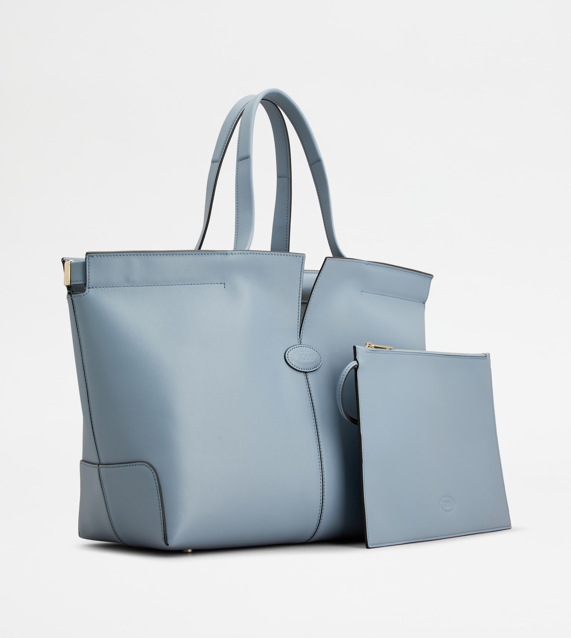 TOD'S DI BAG FOLIO IN LEATHER MEDIUM-SMALL - LIGHT BLUE - 3