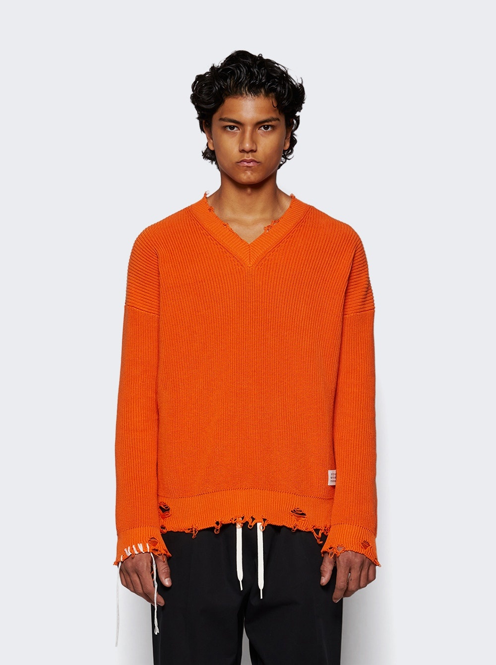MM6 Maison Margiela V Neck Sweater Orange | thewebster