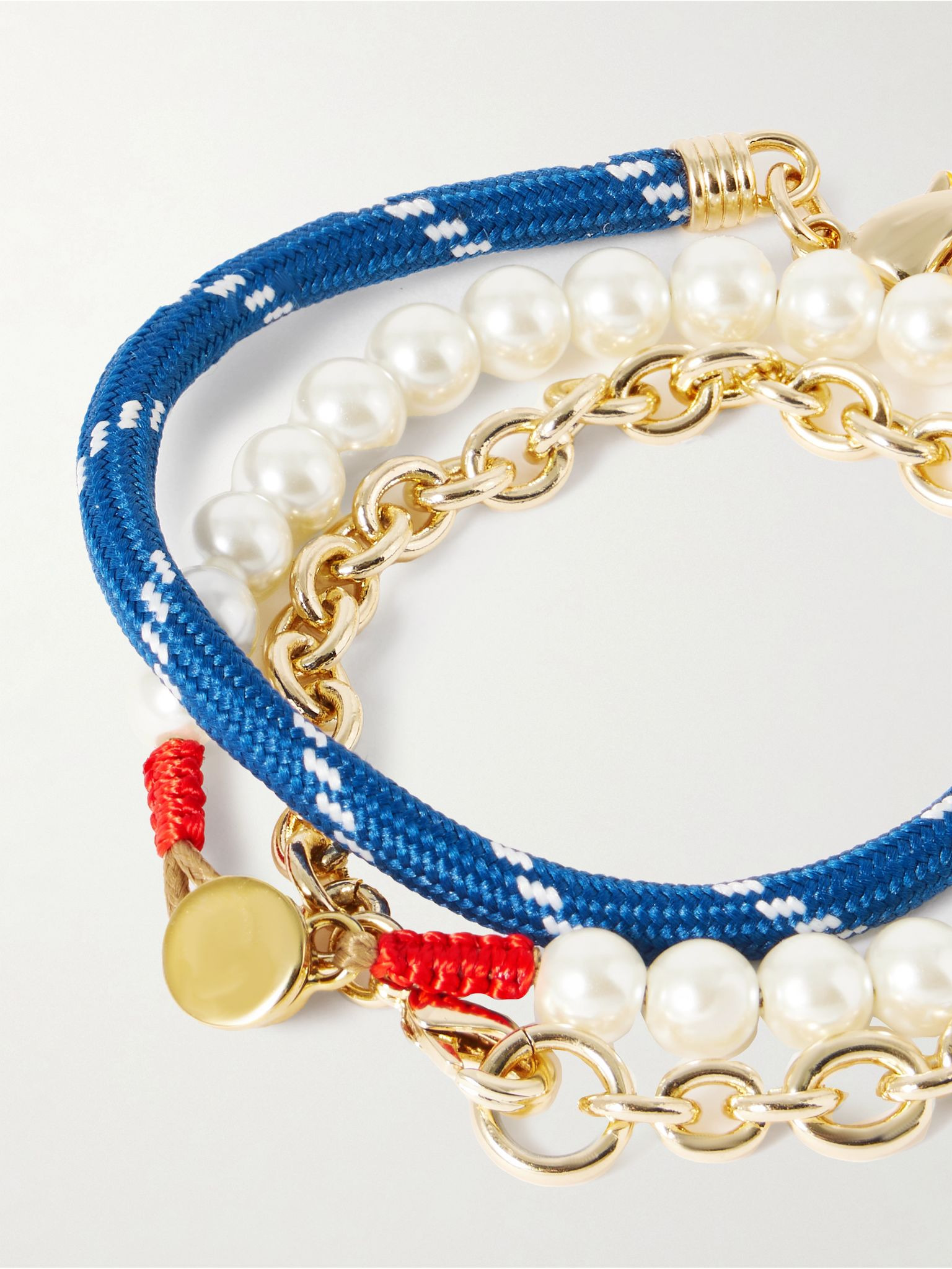 The Happy Heart Trio set of three gold-tone, cord, faux pearl and enamel bracelets Multi - 3