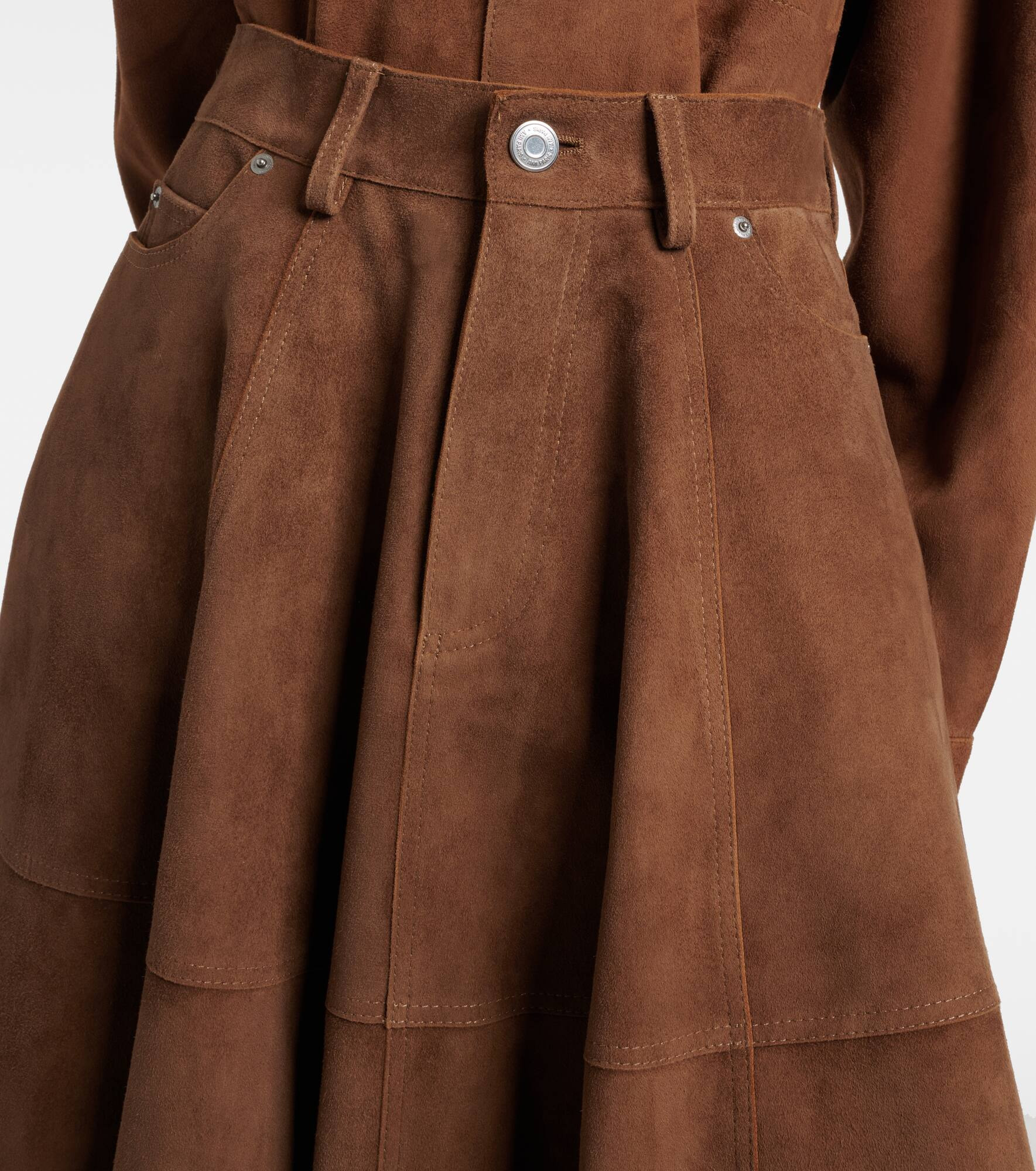 Pleated suede midi skirt - 4