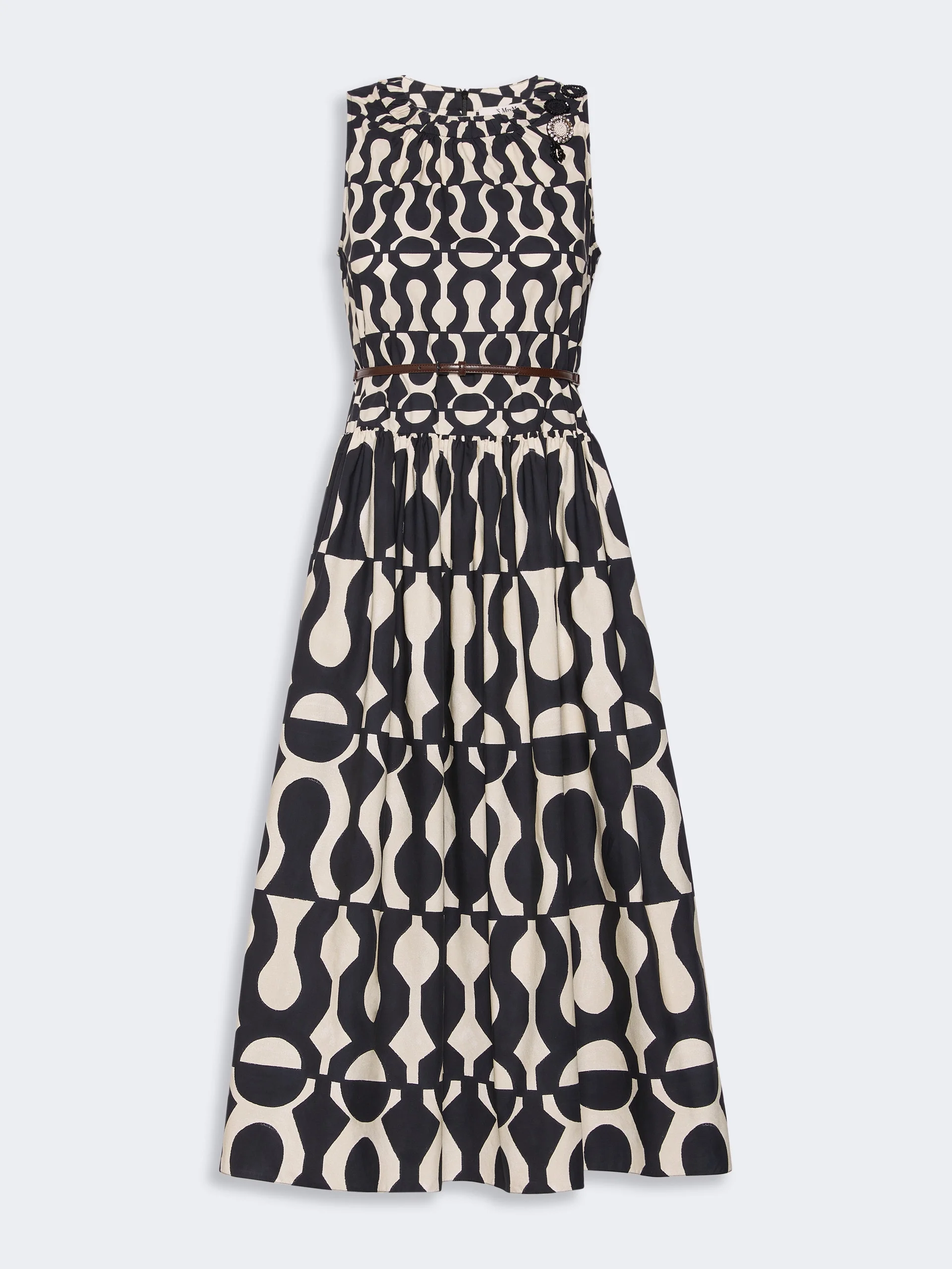SALATO Printed cotton poplin dress - BLACK - 1