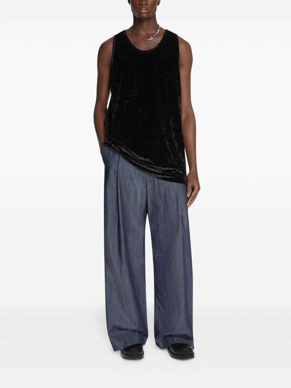 crushed velvet tank-top - 2