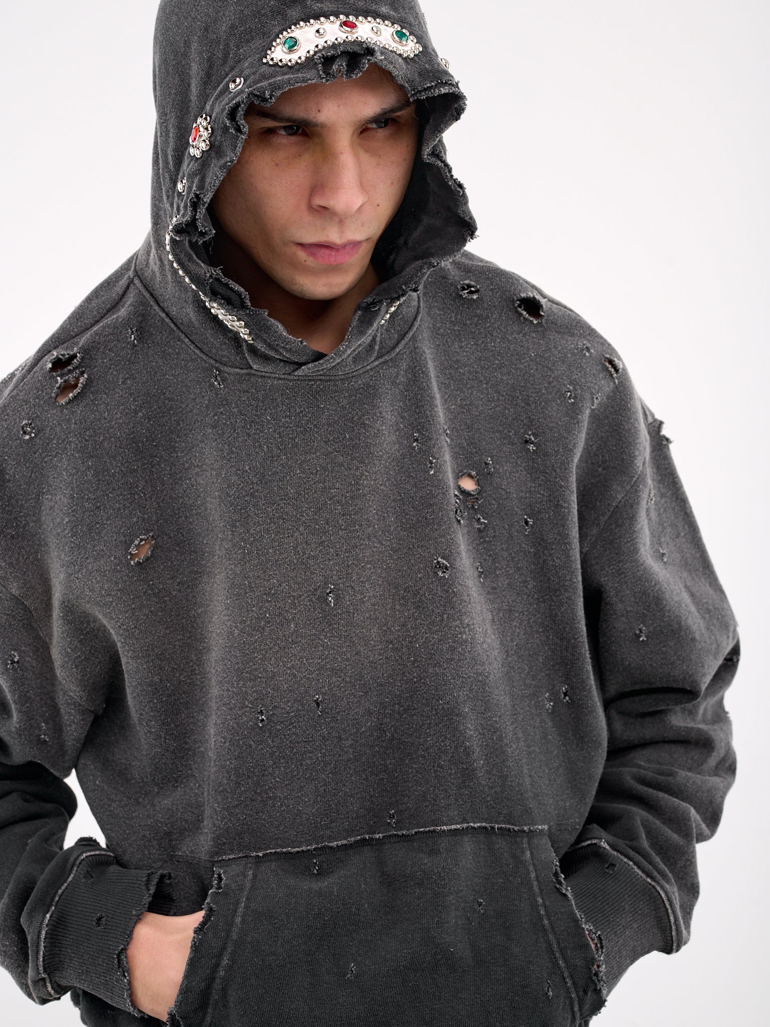 専用出品 Embellished Distressed Hoodie bmm94007_charcoal_xl?w=537&qlt