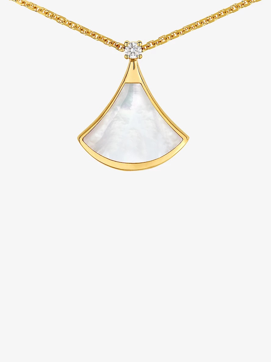 Divas' Dream 18ct yellow gold, mother-of-pearl and 0.03ct diamond pendant necklace - 3