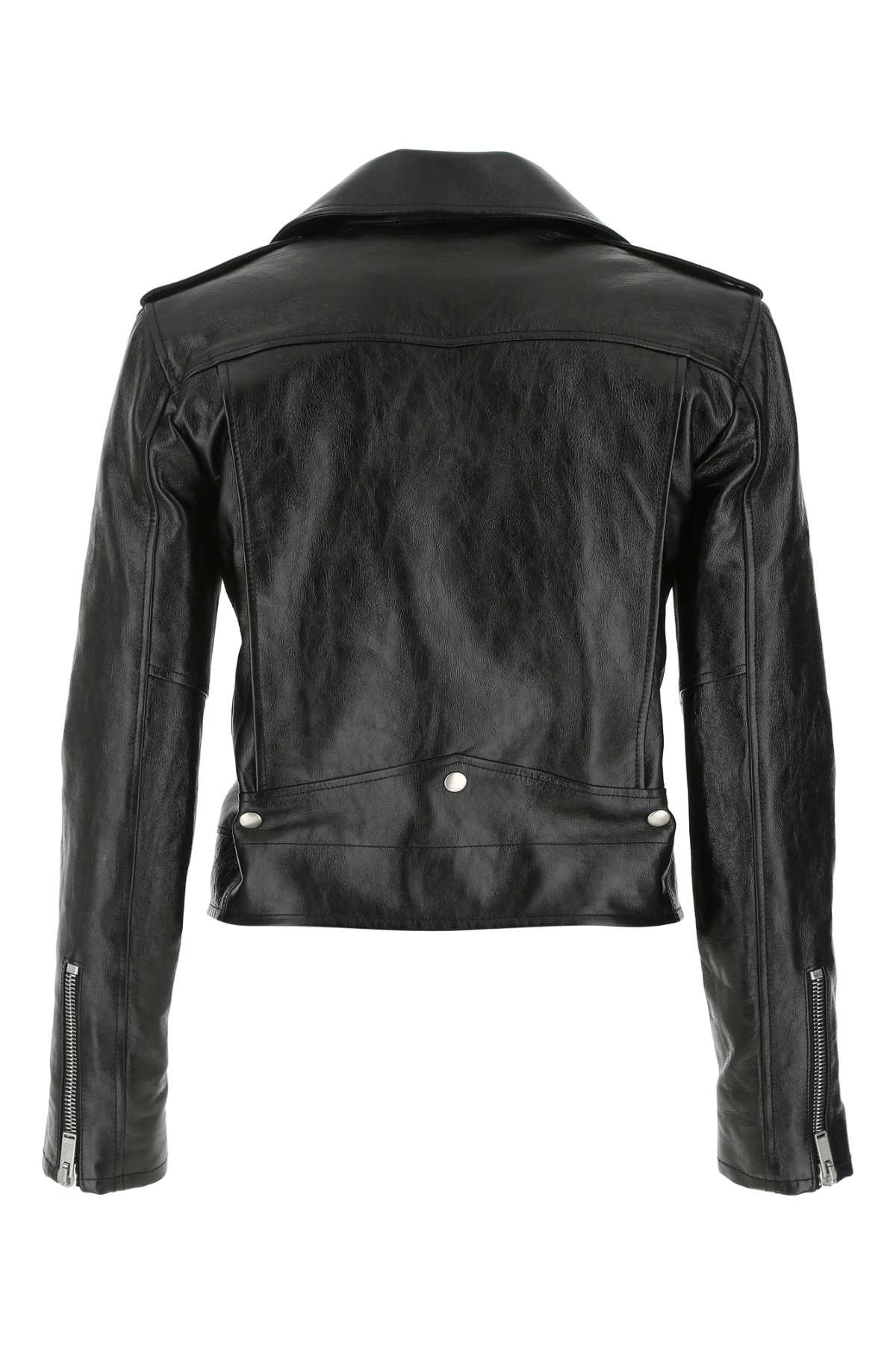 Saint Laurent Women Black Leather Jacket - 2