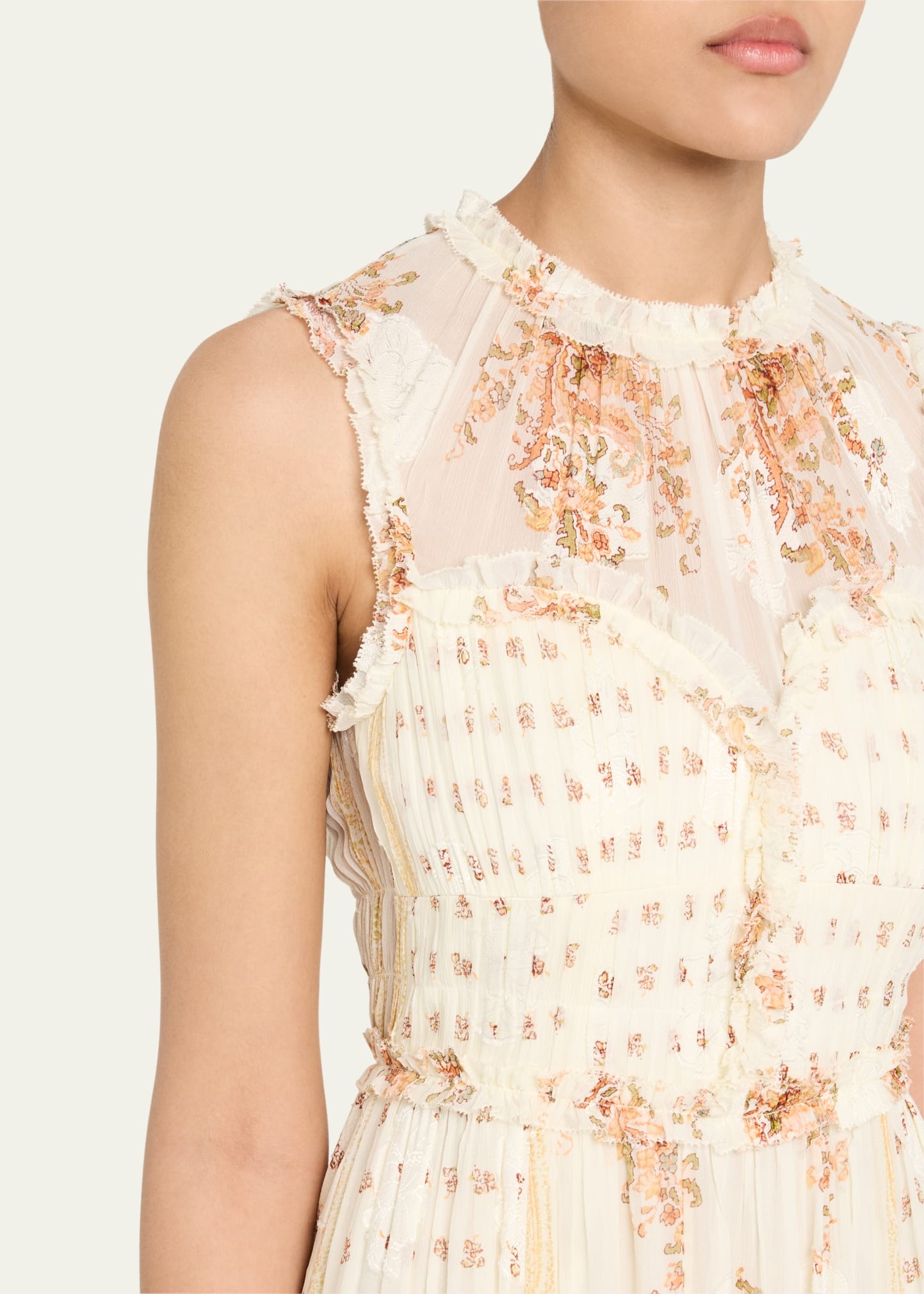 Kasia Sleeveless Floral Silk Midi Dress - 5