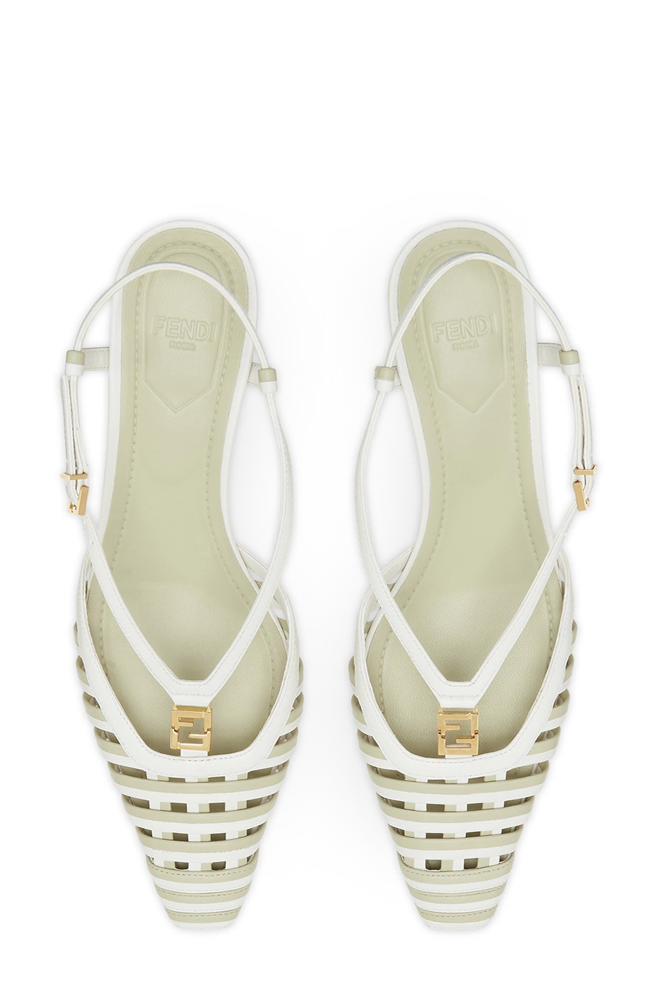 Fendi FFold Slingback Kitten Heel Pump in F1Str Bianco Set/Real Sage at Nordstrom - 3