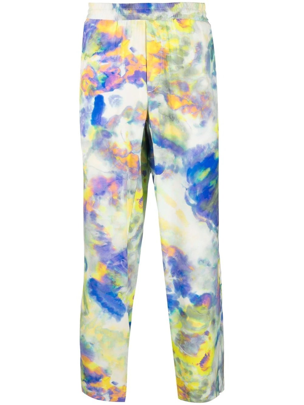 tie dye-print straight-leg trousers - 1