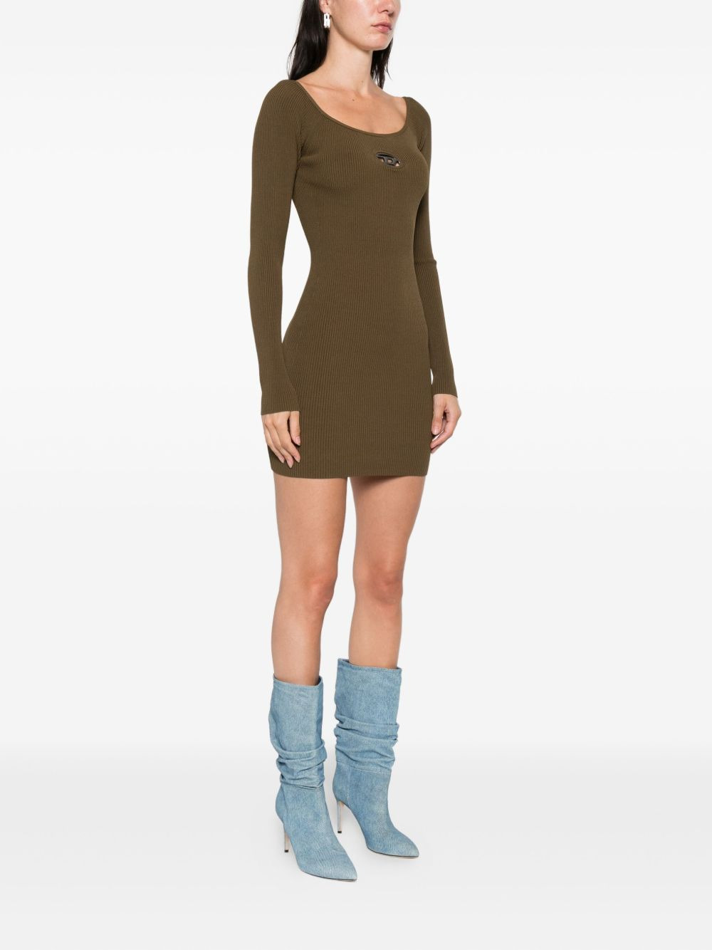 ribbed logo-detail dress - 3