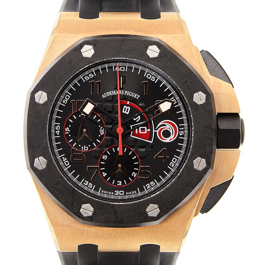 Audemars Piguet Black Dial Chronograph 18kt Rose Gold Black Rubber Men's Watch 26062OROOA002CA01 - 1